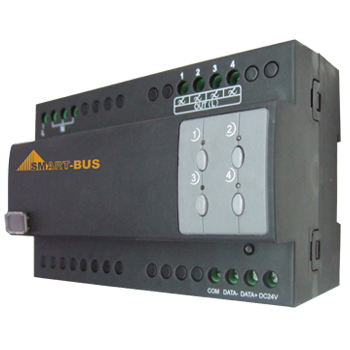 Smart-Bus DIN-Rail Mount Dimmer 4ch 3A /per ch with scene controller