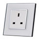 Electrical socket, 3 PIN UK, (Luxury Glass Finish, with Chrome Silver)